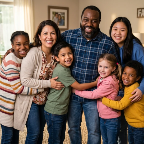 A loving foster family in Houston supported by All Kids First Child Placing Agency